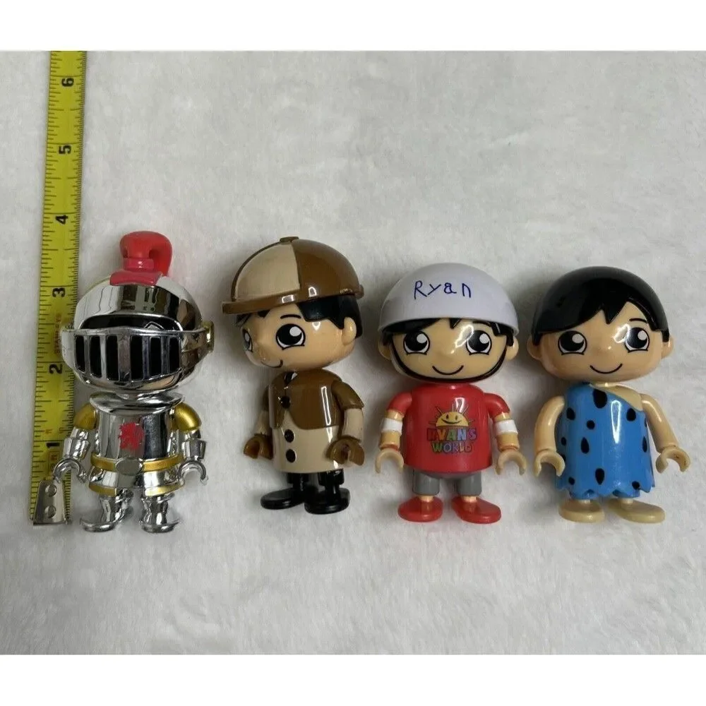 Ryan’s World Figure Lot 4 Figures 3–3.5” Sherlock Knight Caveman Bicycle